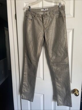 Metallic Silver Boot Cut Women's Jeans